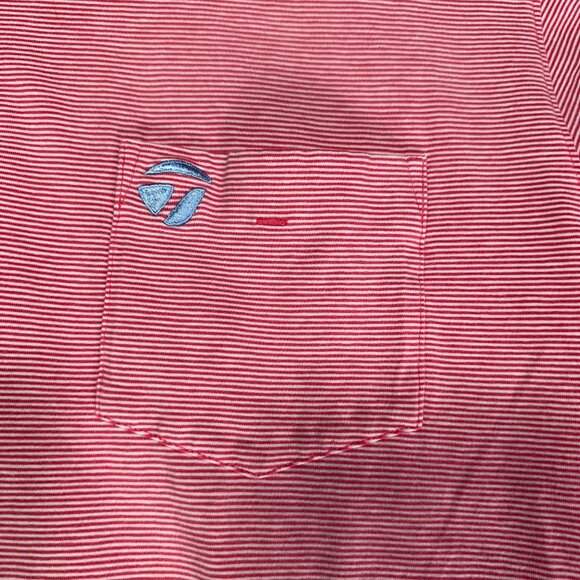 B Draddy Polo Shirt Mens Large Red Stretch Short Sleeve Unknown Pocket Logo - Picture 5 of 9